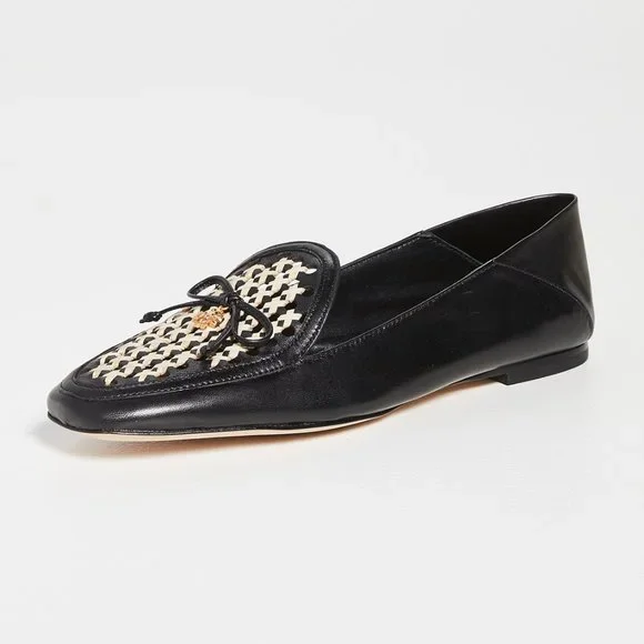 TORY BURCH * NIB $348 * CONVERTIBLE TORY CHARM WOVEN LOAFER Black Oatmeal 11 - Picture 10 of 16